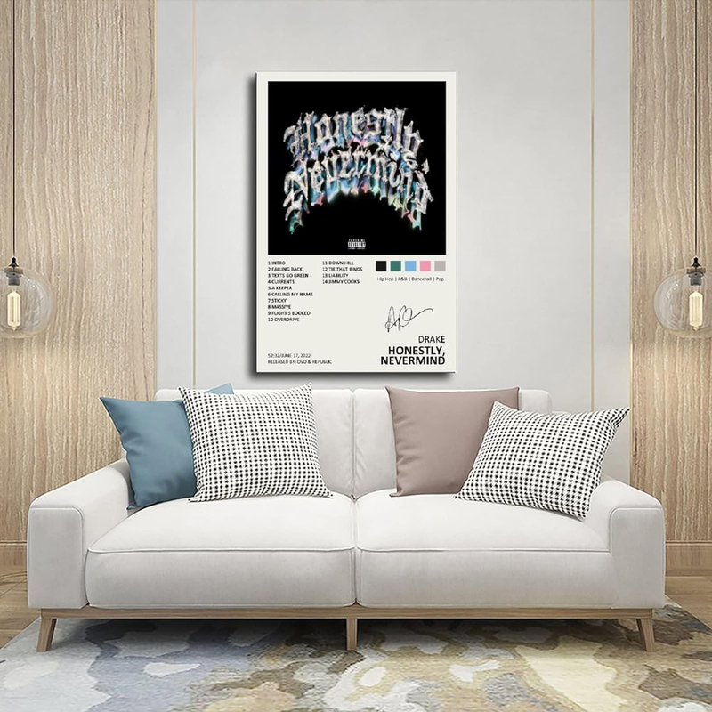 Ygulc Drake Honestly Nevermind Music Album Canvas Poster, Multicolour