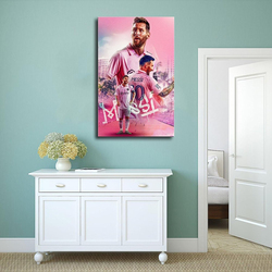 Lionel Messi Canvas Poster Wall Art Decor, 16 x 24 inch, Pink