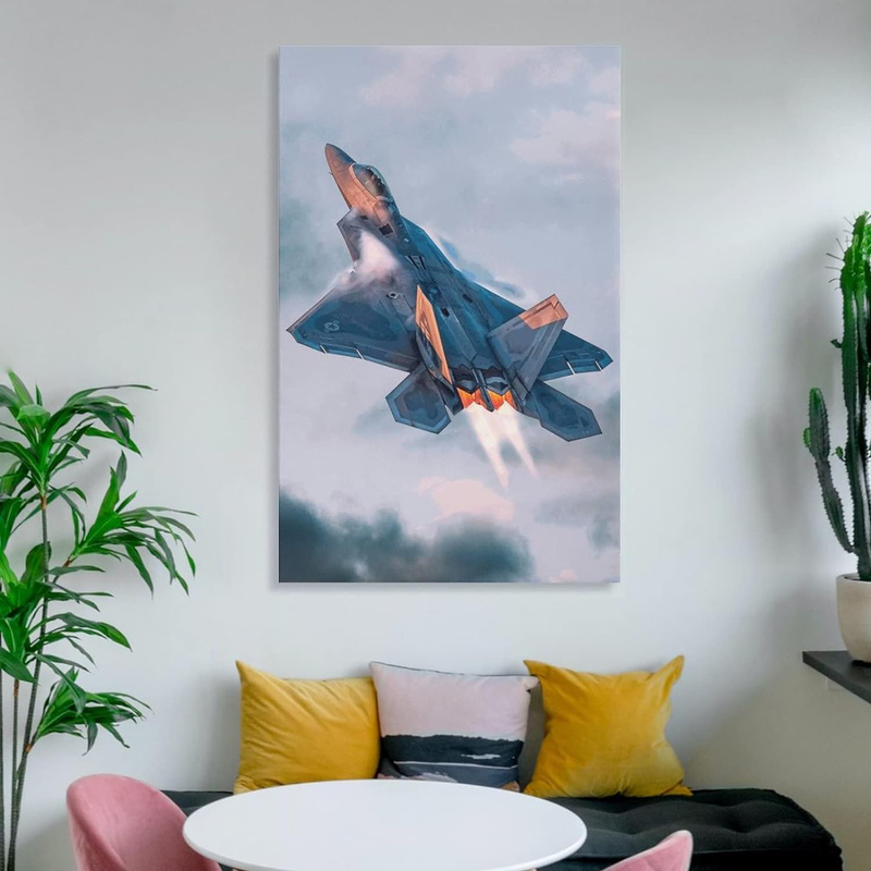 Lerpet Military F-22 Raptor Jet Fighter Airplane Plane Flying Flight Poster, Multicolour