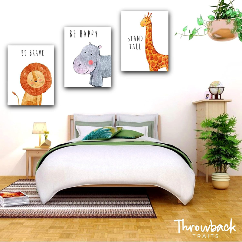 Throwback Traits Jungle Nursery Baby Animal Pictures Canvas Posters Set, 6 Pieces, 8 x 10-inch, Multicolour