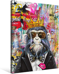 Japo Art Smoking Orangutan With A Crown Funny Animal Poster, Multicolour