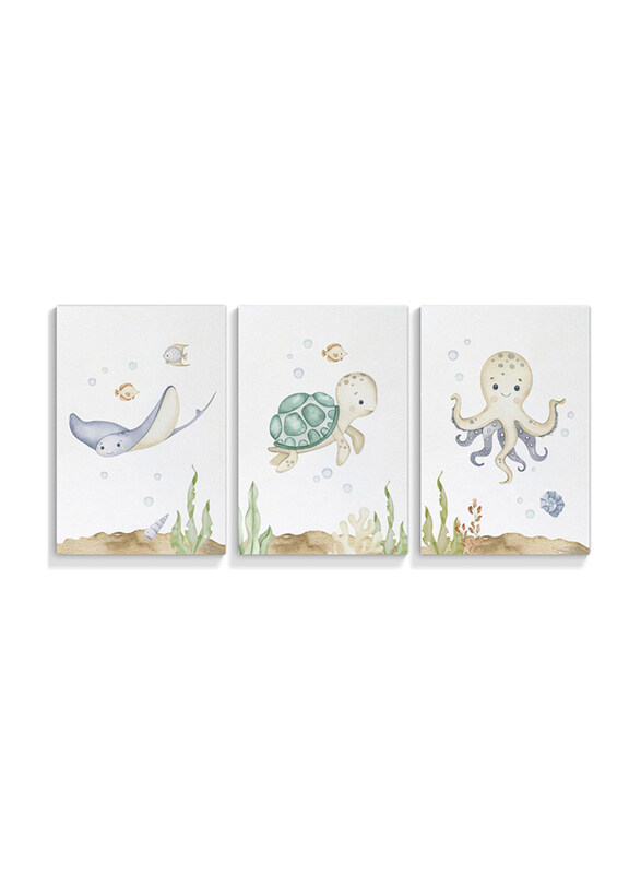 

Szong Sea Animals Nursery Canvas Wall Art Set, 3 Pieces, Multicolour