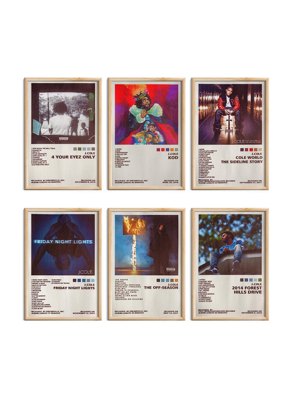 Manrule J Cole Poster Set of 6 Album Cover Posters, Multicolour