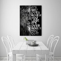 Dafun Art Lion Inspirational Wall Art Entrepreneur Quotes Its Not Over When You Lose Canvas Poster, 12 x 16 inch, Black/White