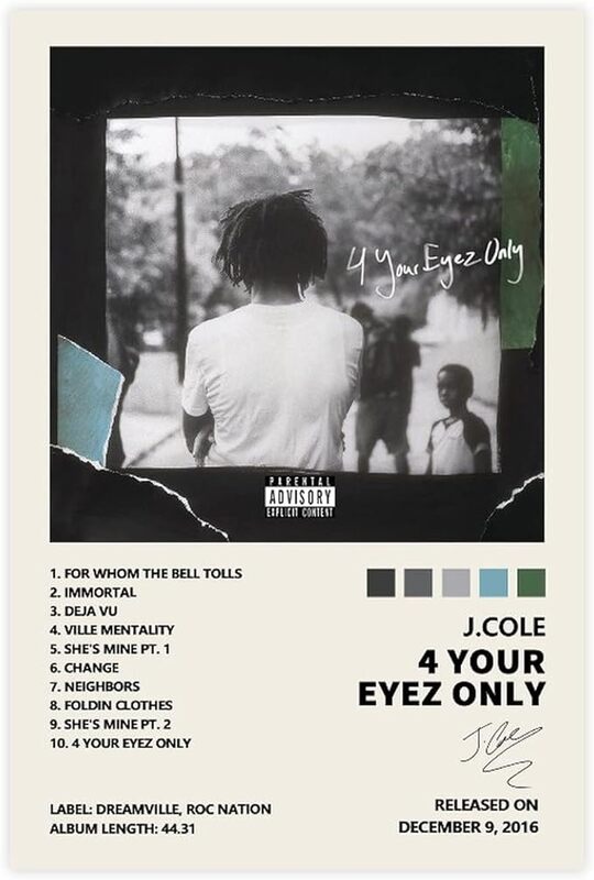 Ygulc J Cole 4 Your Eyez Only Music Album Cover Signed Limited Canvas Posters without Frame, Multicolour