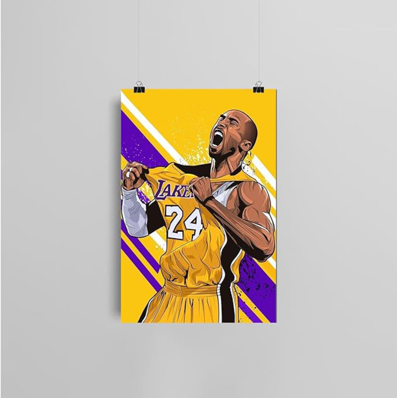 Zebe Kobe Bryant Motivational Basketball Canvas Posters, Multicolour