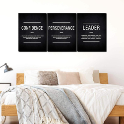 Cbaipy Inspirational Motivational Quote Confidence Perservance Leader Wall Art Canvas Poster Set, 3 Pieces, 12 x 16-inch, Black