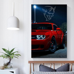 FHZY Canvas 12 x 18-Inch Dodge SRT Demon Red Car Print Poster, Multicolour