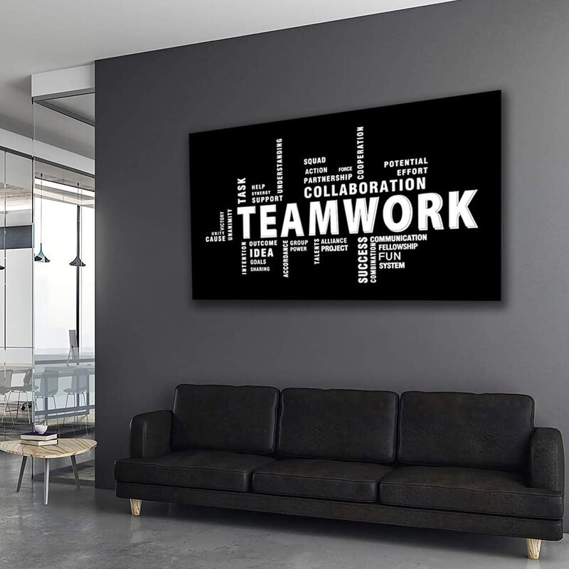 Amart Sun Teamwork Canvas Wall Poster, 36 x 24inch, Black