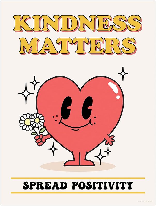 Artivo Retro Poster Heart Kindness Matters, Multicolour