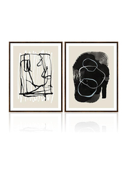 Gulethun Line Abstract Ink Painting Modern Framed Canvas Wall Art, 2 Pieces, Multicolour