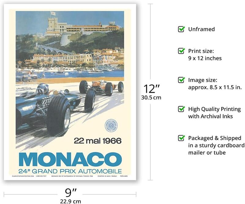 Pacifica Island Art 24th Monaco Car Racing Grand Prix Circuit de Monaco Poster, Multicolour