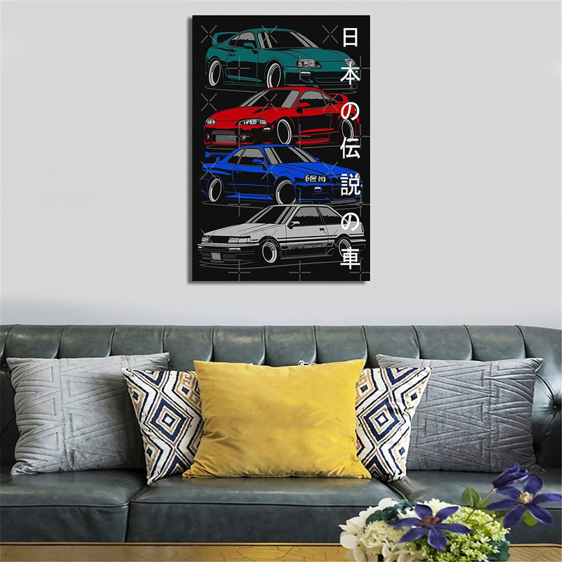 Cenqcwaro Car Poster JDM Legends Essential GTS Canvas Art Picture Modern Office Family Bedroom Decorative Posters Gift Wall Decor Painting, 30 x 45cm, Multicolour