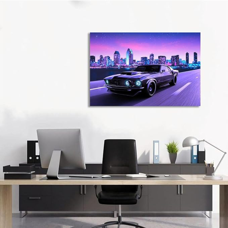 Afle Purple Car, Jdm, Cool Canvas Wall Art Poster, 12 x 18 inch, Multicolour