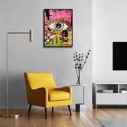 Bszy Get Abstract Eye Graffiti Colourful Canvas Wall Art Poster, 12 x 16 inch, Multicolour