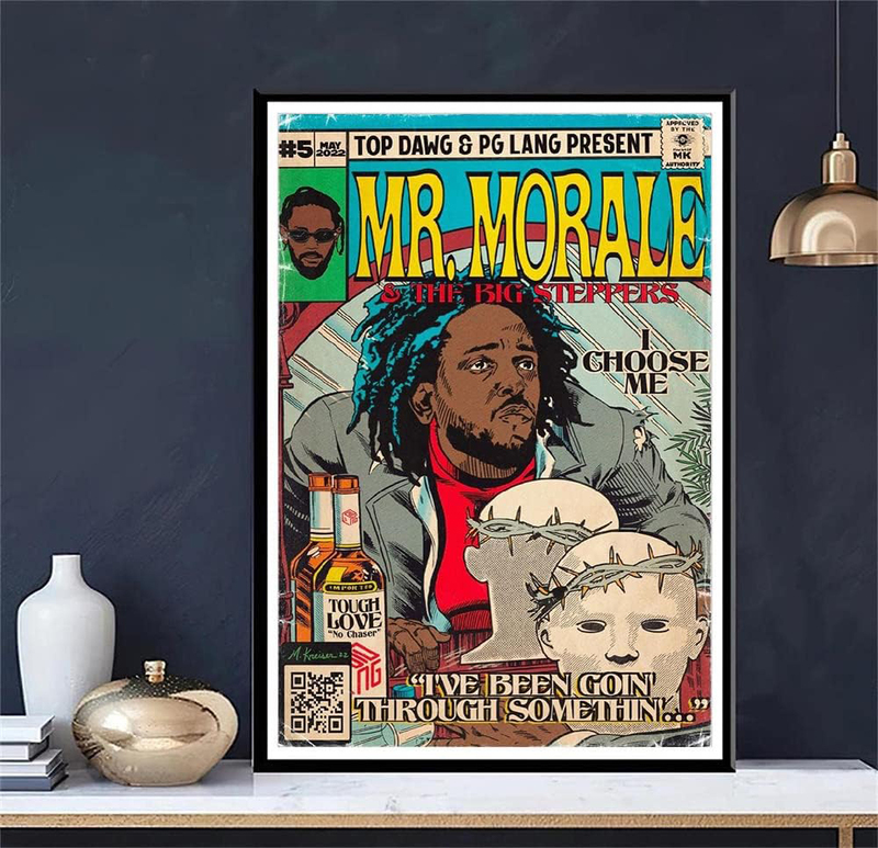 Motlwat Unframed Canvas 12 x 18-Inch Kendrick Lamar Poster Mr. Morale & The Big Steppers Music Album Art Poster, Multicolour