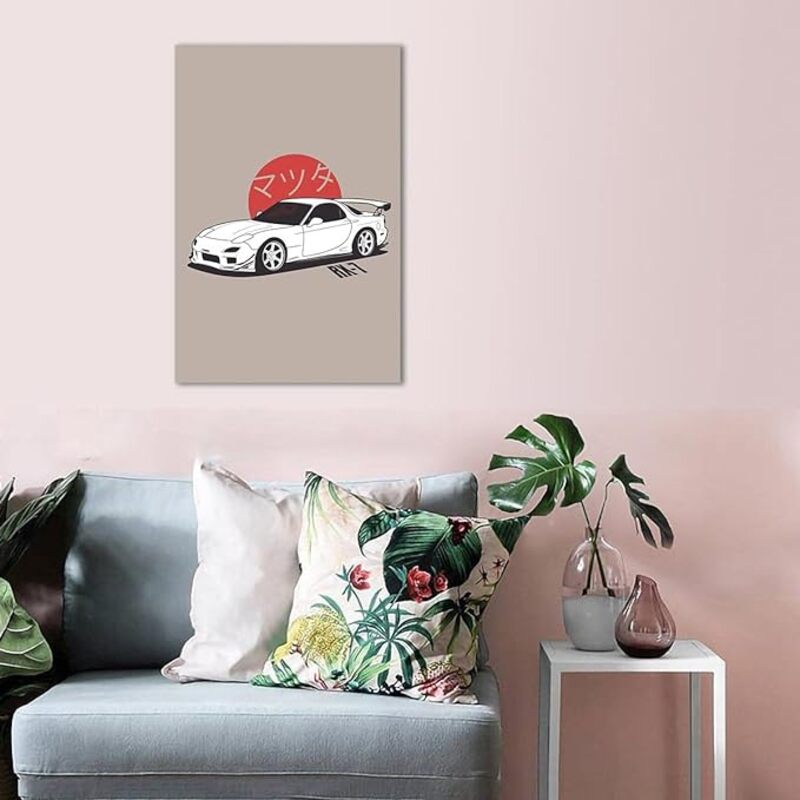 Alluckii JDM Car Classic Canvas Print Wall Artworks with Frame, Multicolour