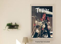 Xihoo Tupac 2Pac Motorcycle Hip Hop Rapper Wall Art Poster, 11 x 17 inch, Multicolour