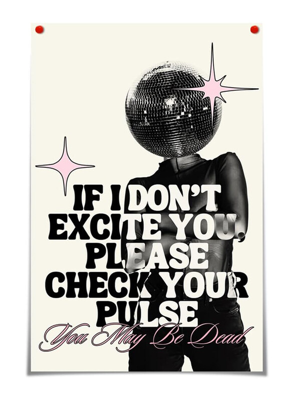 

Bittiler Unframed Canvas 16 x 24-Inch Disco Funky "f I Don't Excite You, Please Check Your Pulse" Wall Art Poster, Black-White