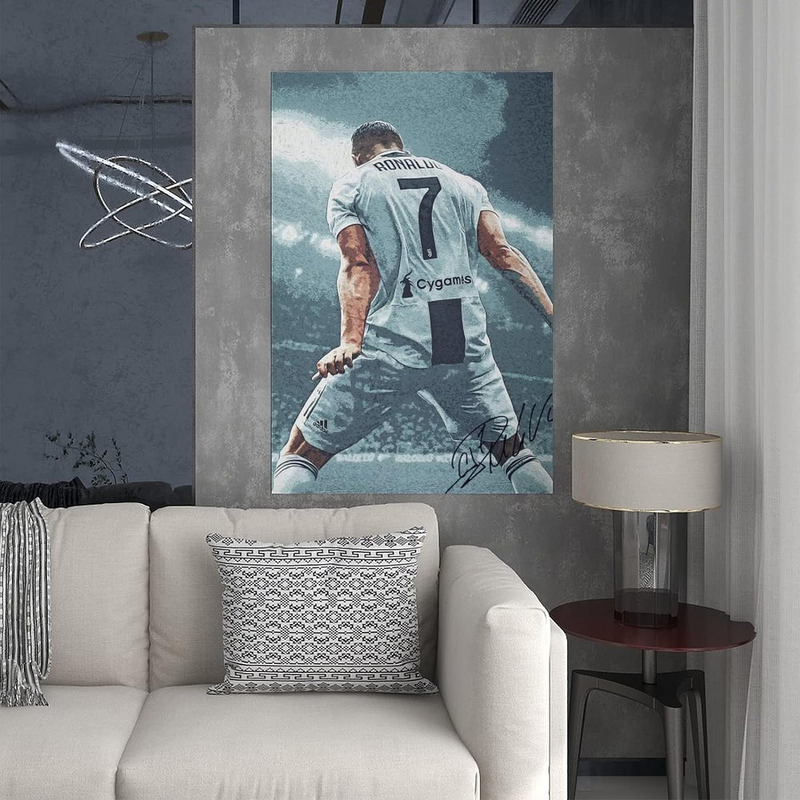 NITDODI Soccer Star Cristiano Ronaldo Canvas Poster for Football Fans, 12 x 18 inch, Multicolour