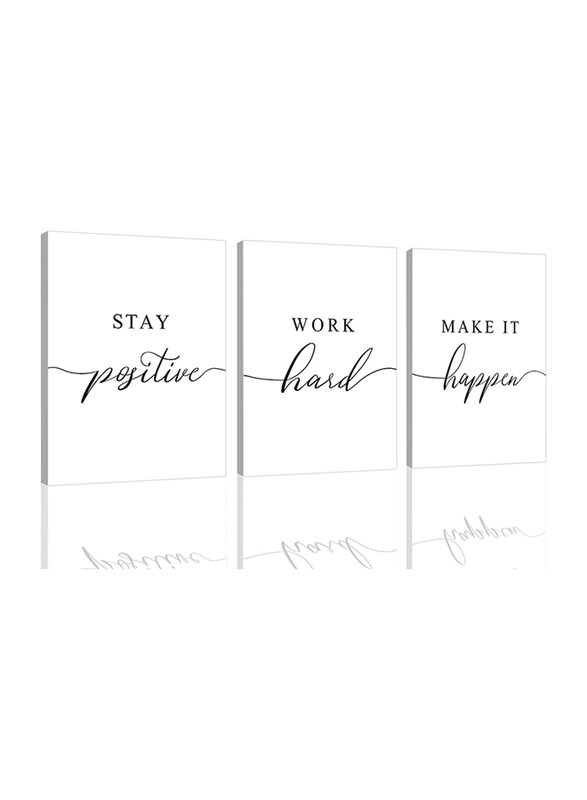 

Ephany Stay Positive Work Hard Make It Happen Quote Canvas Wall Art, 3 Pieces, 16 x 24 inch, Black/White