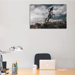 Afle Dirt Bike Racing Canvas Wall Artworks without Frame, Multicolour