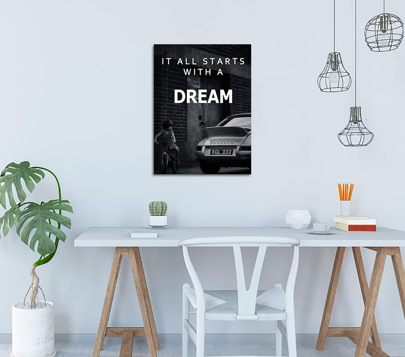 Yatsen Bridge It All Starts with A Dream Canvas Motivational Paintings, Black