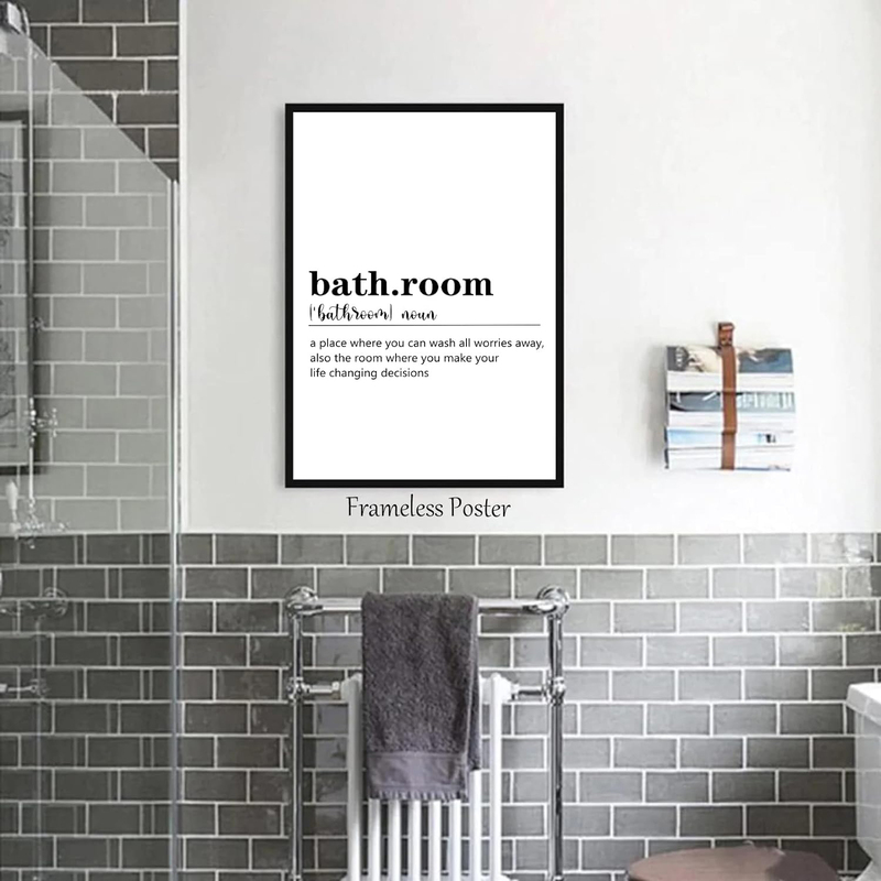 36 x 24-Inch Unframed Canvas Bathroom Definition Poster Wall Art, Multicolour