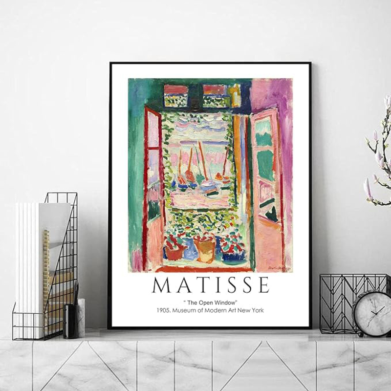 Pennclys Unframed Henri Matisse Open Window Canvas Posters, Multicolour