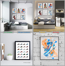 LIYA Design Prints Unframed 6-Piece x 8 x 10-Inch Hypebeast Sneaker "Nike Air Jordan" Wall Art Set Poster, Multicolour