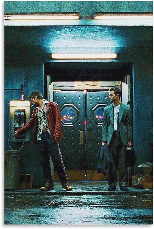 Fuwe Fight Club Jack And Tyler Movie Scene Canvas Art Posters, Multicolour