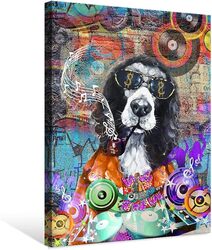 Japo Art Cool Smoking Dog Sunglasses Painting Vintage Music Rock & Roll Picture with Colourful Graffiti Banksy Street Art Posters, Multicolour