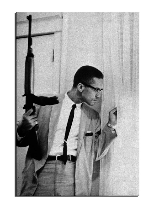Awu Malcolm X Poster Picture Art Print Canvas Poster, 16 x 24 inch, Black/White