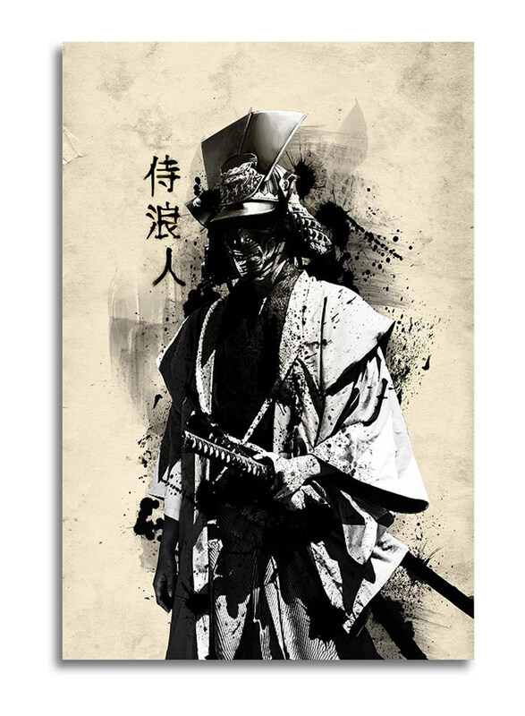 

Gengsheng Japanese Bushido Samurai Ronin Modern Character Canvas Poster, Black/White