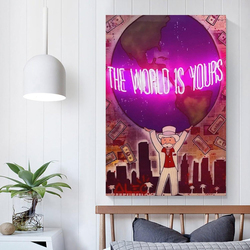 Wall Deer Art Alec Monopolys The World is Yours Canvas Painting Smell Money Picture Poster, Multicolour