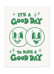 Artivo Cute Room Decor Retro Aesthetic Positive Quote It's a Good Day Retro Poster Wall Art Print, White/Green