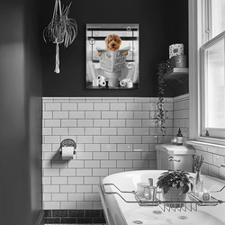 Parylore Funny Dog Sitting in Toilet Reading Newspaper Wall Art, 16 x 24 inch, Multicolour