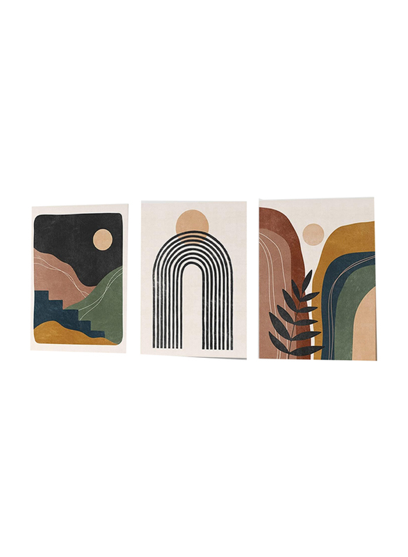 Gubiyu Bohemian Framed Mid Century Modern Art Boho Print Wall Art Set, 3 Pieces, Multicolour