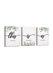 Kas Home Framed 3-Piece x 12 x 15-Inch Boho Inspirational Quotes "This Is Us" Artwork Wall Artworks, White