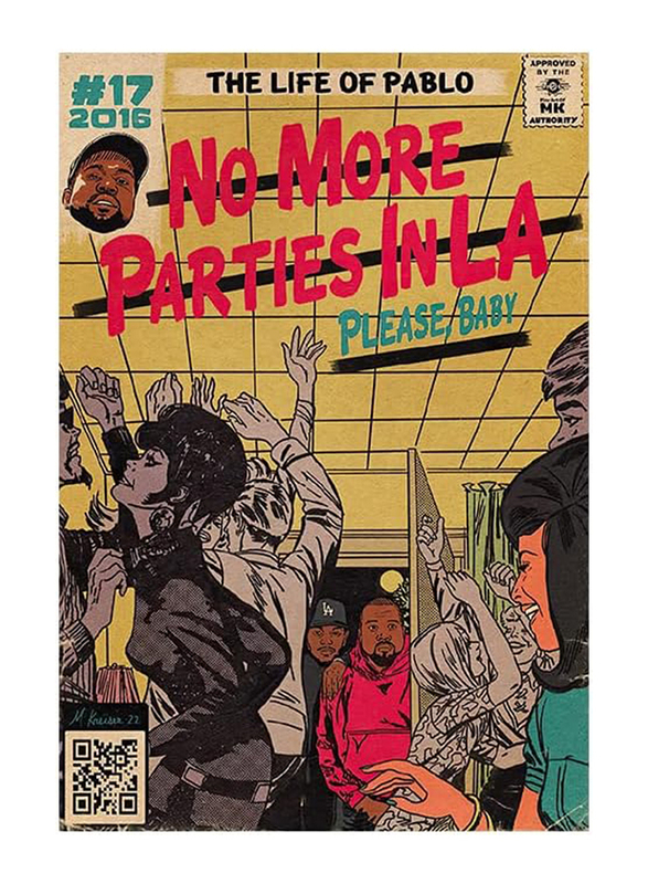Motlwat Kanye West & Kendrick Lamar Poster No More Parties in La Music Album Posters, Multicolour
