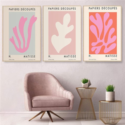 YUWONDESS Henri Matisse Prints Abstract Pink Leaf Painting Matisse Exhibition Poster Abstract Art Prints Aesthetic Pictures on Canvas, Pink