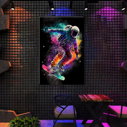 RVRBKTS Framed Astronaut Wall Art Space Pop Culture Graffiti Street Art Painting Pictures, Multicolour