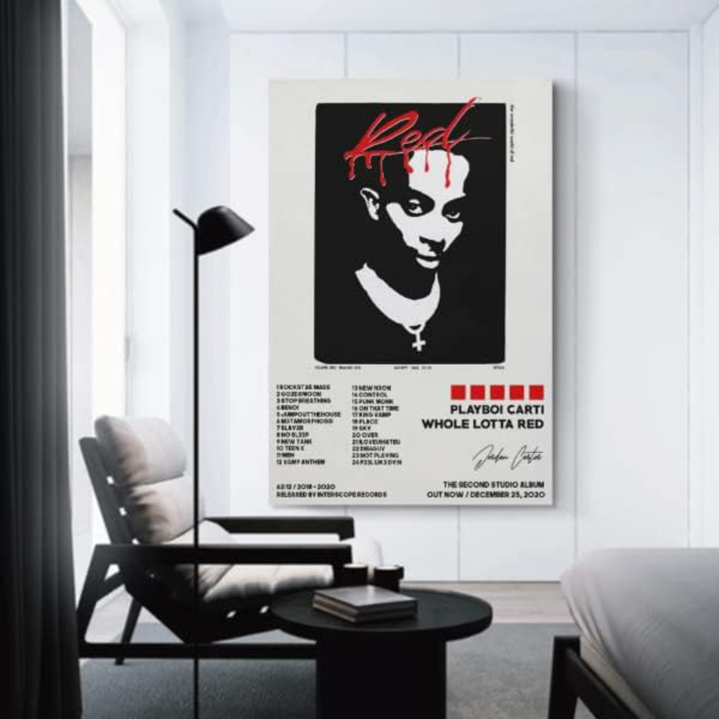 Zois Playboi Carti Whole Lotta Red Album Cover Decorative Painting Canvas Posters, Multicolour