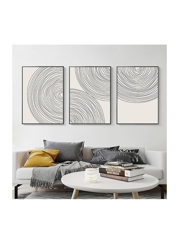 

General Fszsees Minimalist Circle Geometric Line Art Boho Wall Art Set, 3 Pieces, Black/White