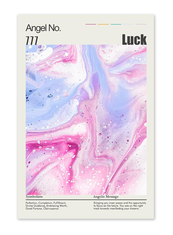 DEZEMIN Angel Number 777 Abstract Gradient Aura Poster, Multicolour