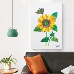 Ywvwy Butterfly and Sunflower Vivid Funny Children's Illustrations Canvas Wall Art Poster, 16 x 24 inch, Multicolour