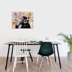 Qingyiwall Art Thinking Monkey with Headphones Canvas Wall Art, Multicolour