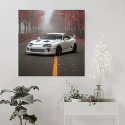 Linking Car Poster Jdm Supra MK4 Canvas Art Wall Prints for Bedroom Painting, 16 x 16 inch, Multicolour