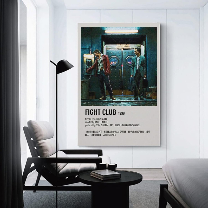 Fuwe Movie Poster Fight Club Canvas Poster 90s Wall Art, Multicolour