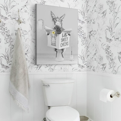 Parylore Farmhouse Bathroom Decor Wall Art Black and White Funny Donkey, Multicolour